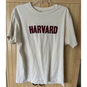 Harvard Off White Embroidered Logo Short Sleeve Pima Cotton T-Shirt Unisex EUC